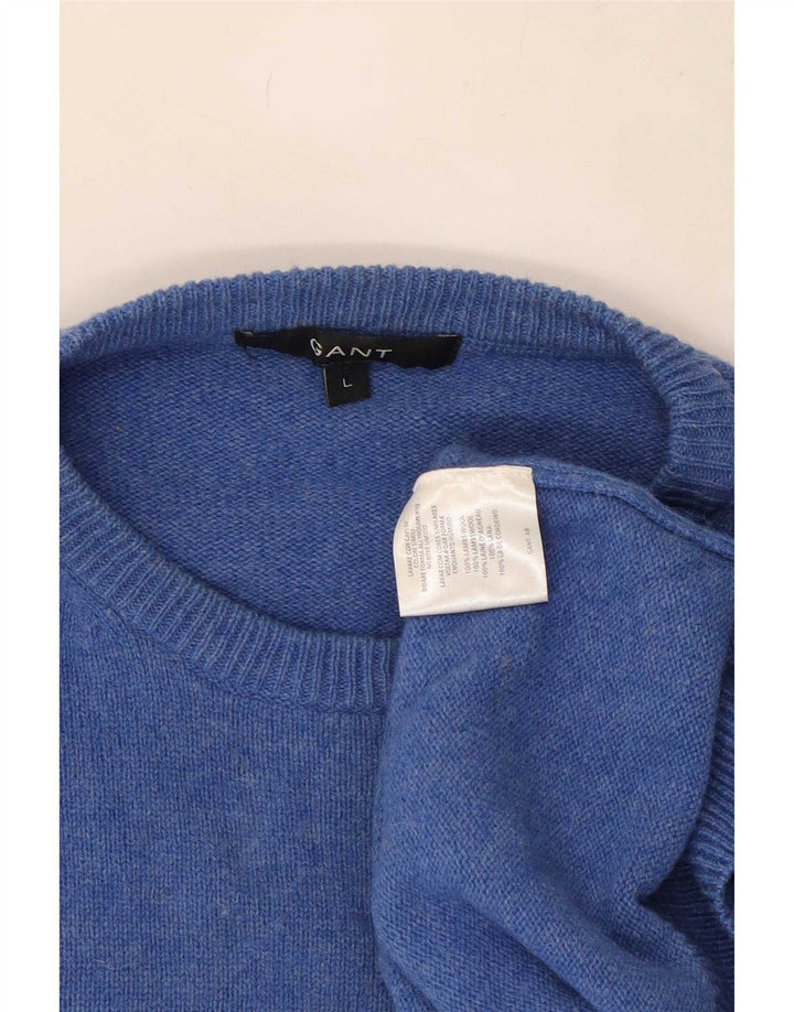 Gant Herren-Pullover mit Rundhalsausschnitt, große blaue Wolle