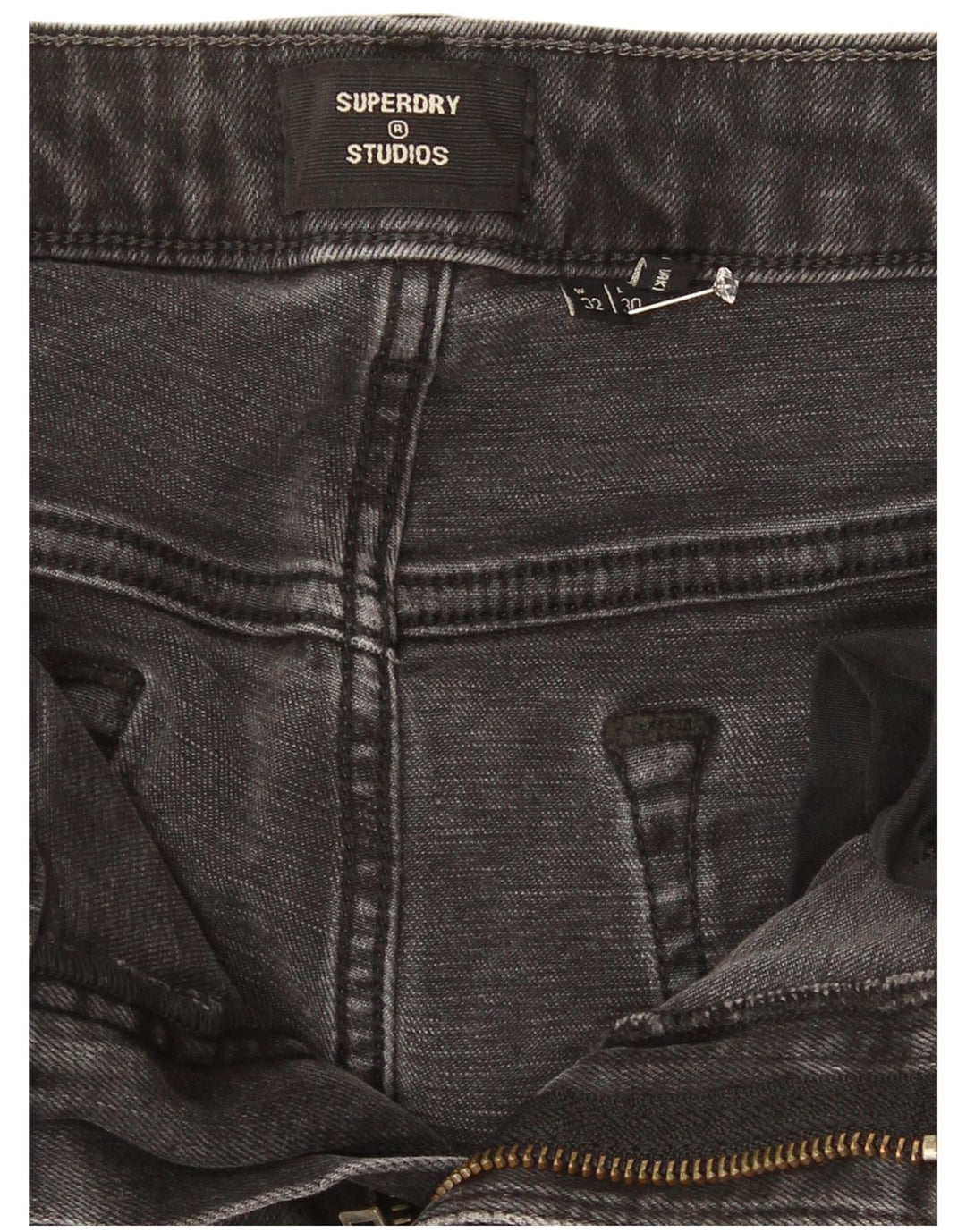 Superdry Damen Crop Slim Jeans W32 L25 Graue Baumwolle