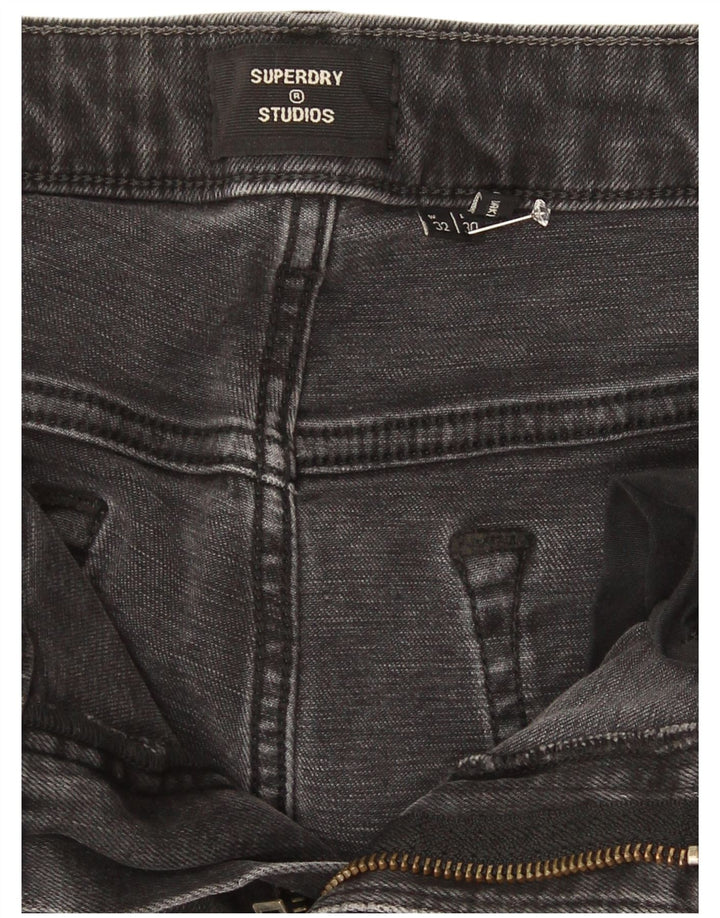 Superdry Damen Crop Slim Jeans W32 L25 Graue Baumwolle