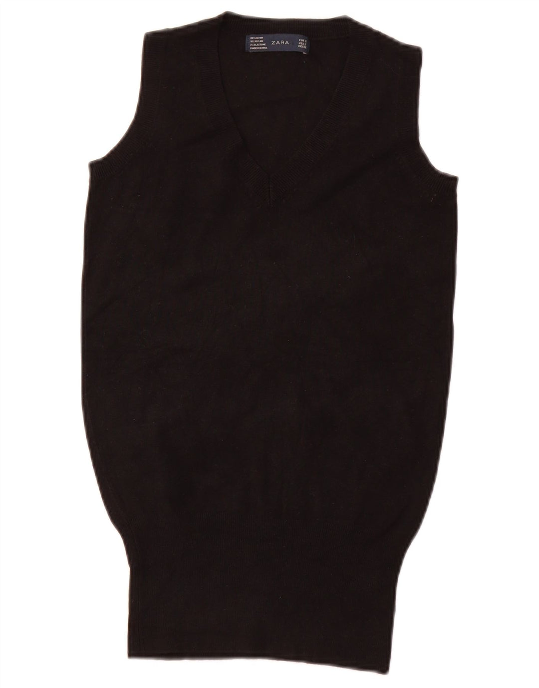 ZARA Damen Weste Tank Top UK 8 Small Schwarz Rayon