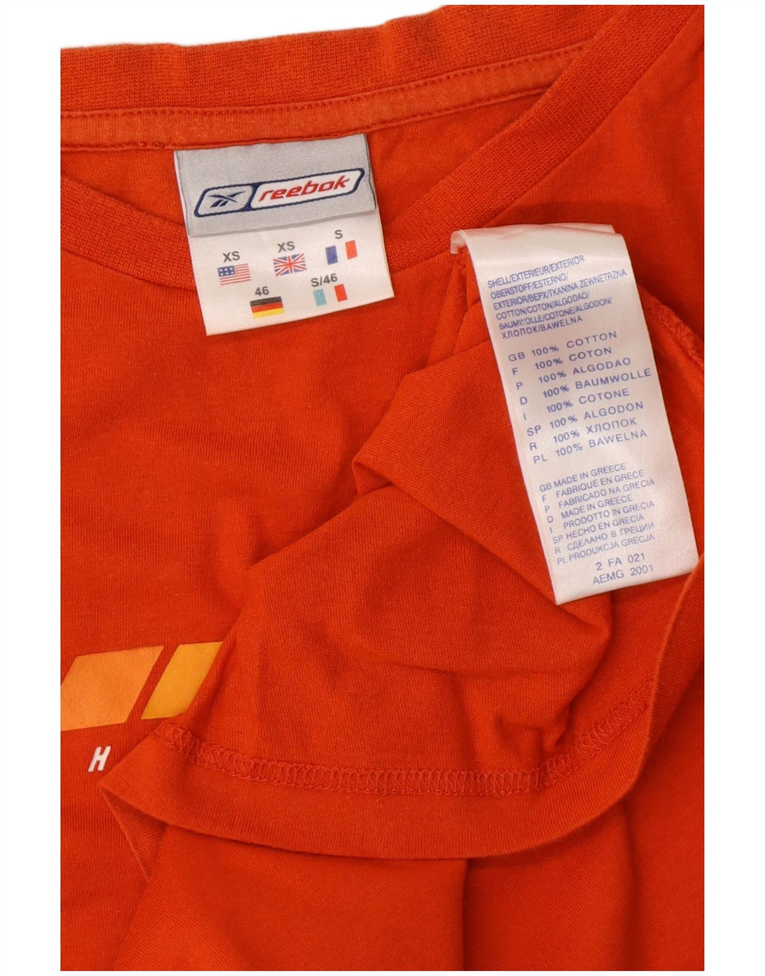 REEBOK Herren Grafik T-Shirt Top XS Orange Baumwolle