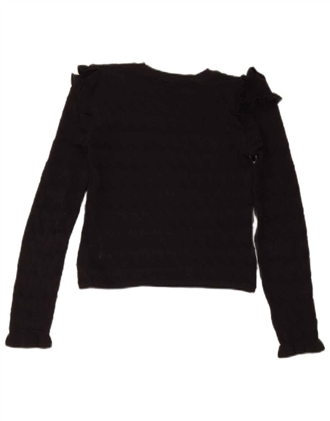 Zara Damen Crop-Pullover mit U-Boot-Ausschnitt, Gr. 8, Größe S, Schwarz, Polyester