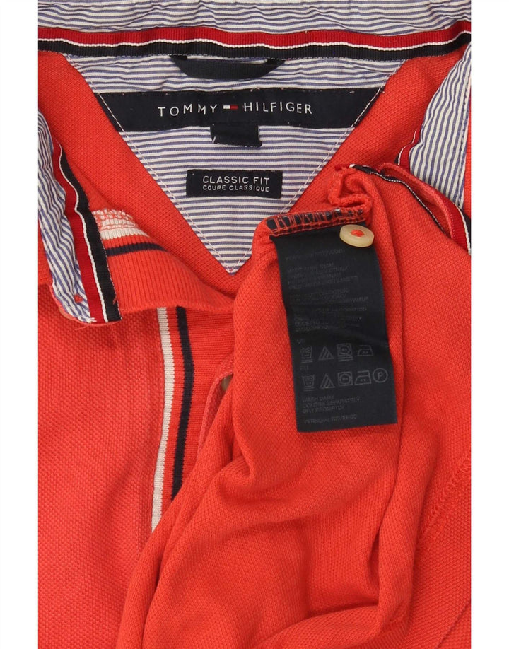 Tommy Hilfiger Herren-Poloshirt mit klassischer Passform, mittelrote Baumwolle