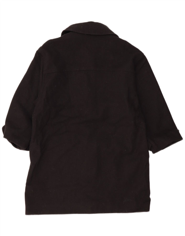 Vintage Damen Übergroßer Dufflecoat UK 14 Mittelschwarze Wolle
