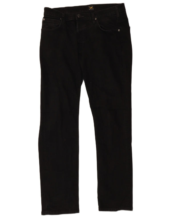 LEE Herren Straight Jeans W36 L32 Schwarze Baumwolle
