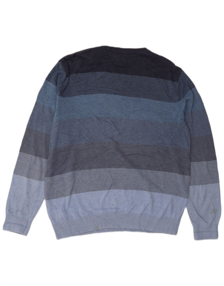 Marks & Spencer Herren-Pullover mit Rundhalsausschnitt, groß, blau gestreift