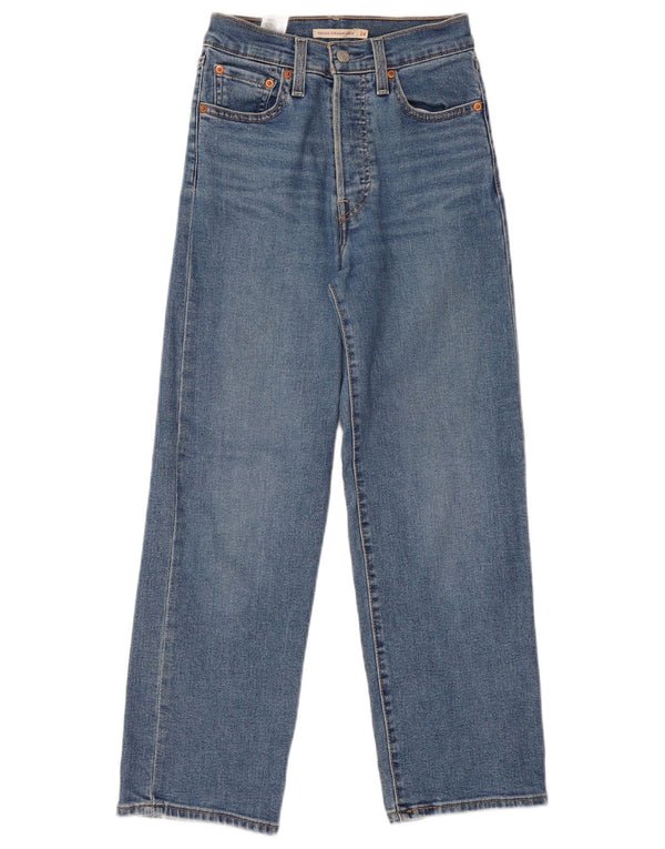 Levi's Damen Ribcage High Waist Straight Jeans W24 L27 Blaue Baumwolle