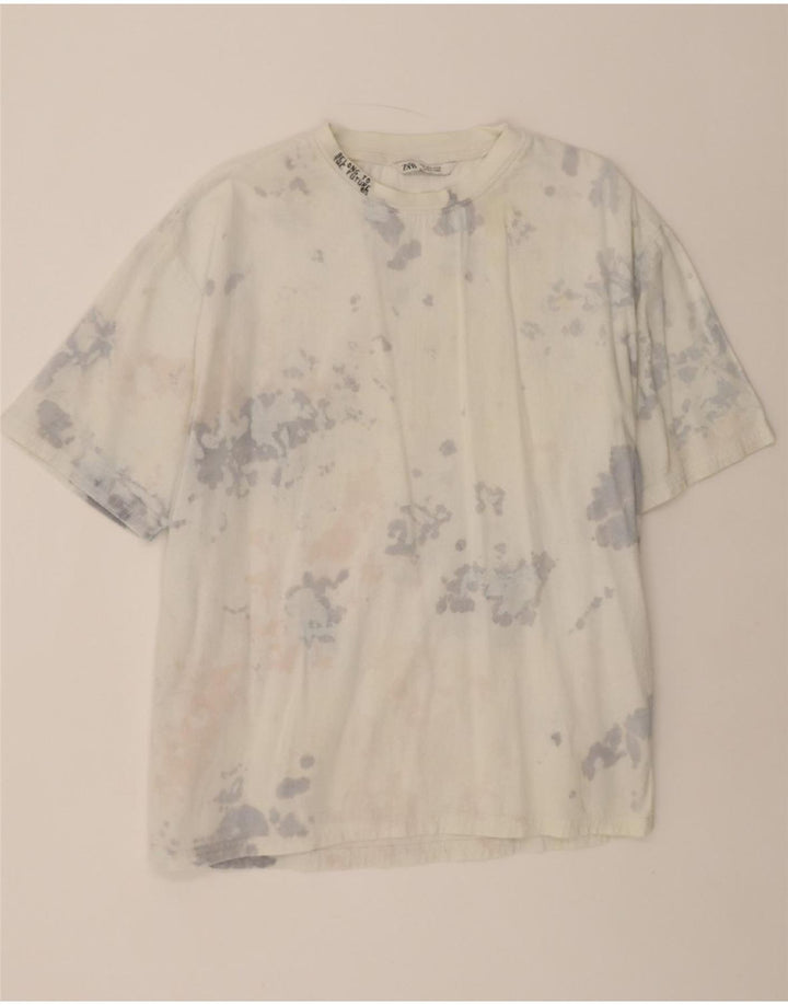 ZARA Mens T-Shirt Top Medium White Tie Dye Vintage Zara and Second-Hand Zara from Messina Hembry 