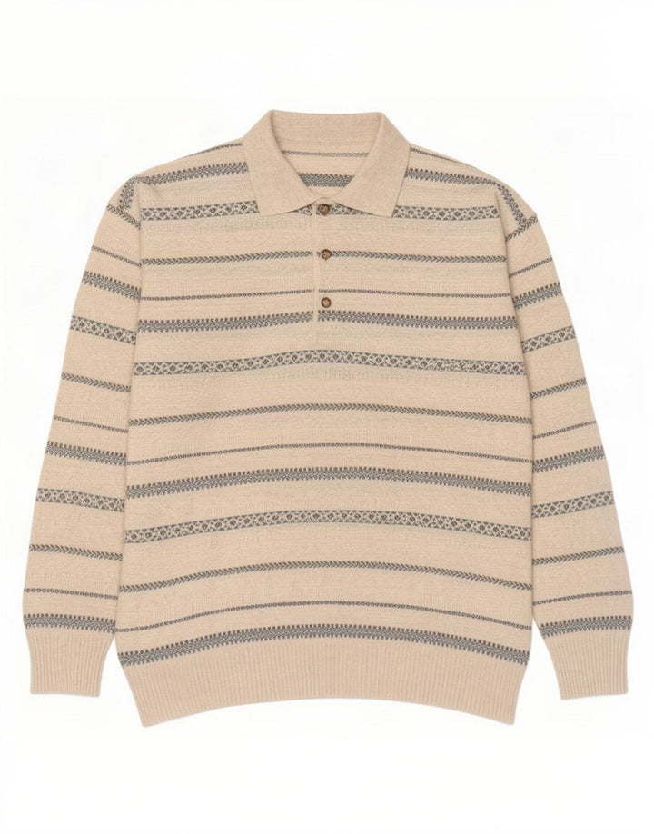 Vintage Herren Rollkragenpullover Pullover Mittelweiß gestreift