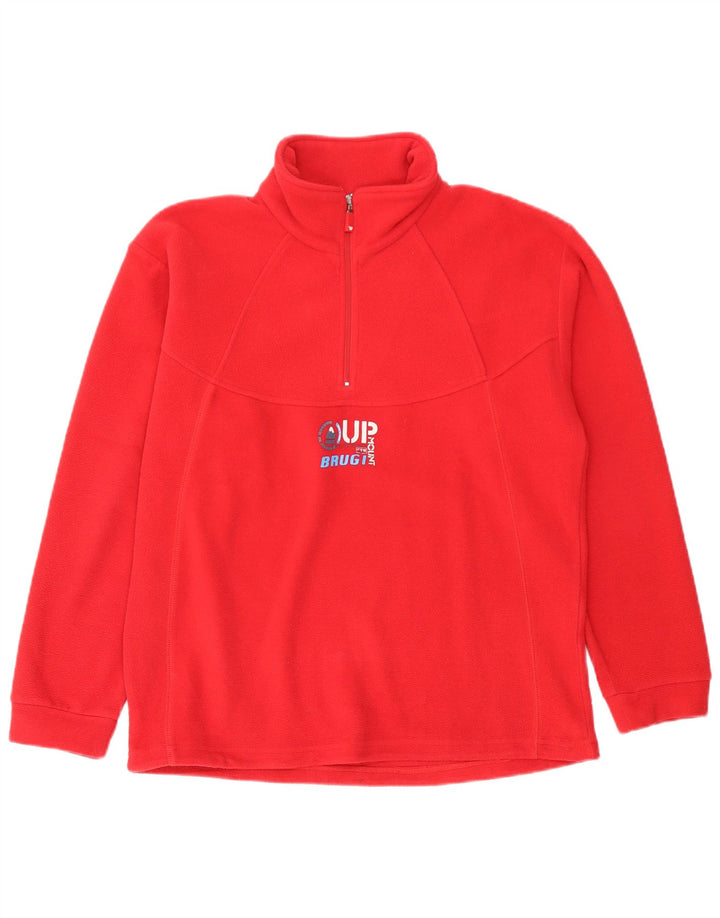 Brugi Womens Graphic Zip Neck Fleece Pullover 2XL Rot Polyester