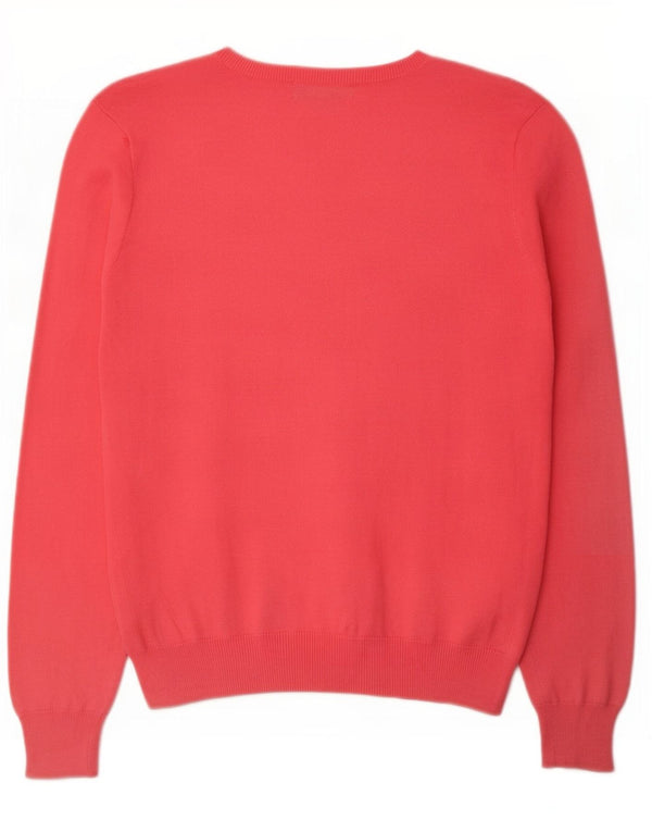 Ralph Lauren Damen-Pullover mit V-Ausschnitt, UK 12, mittelrosa, Baumwolle