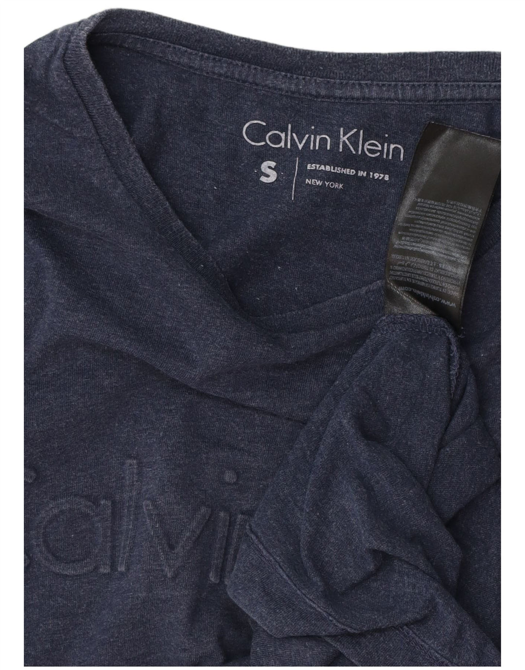 CALVIN KLEIN Herren Grafik-Oberteil, langärmelig, klein, marineblau, Baumwolle