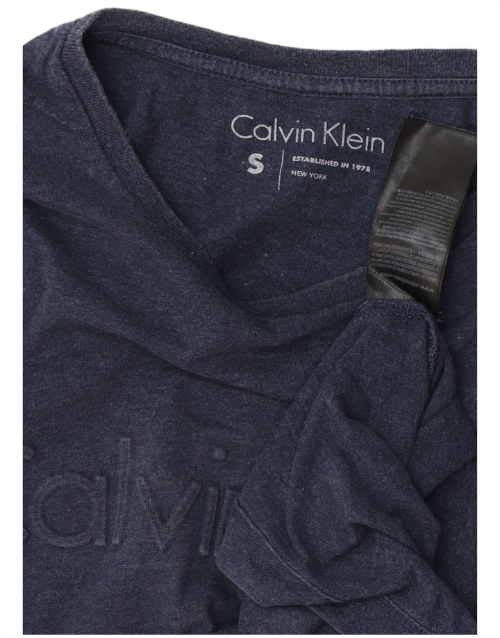 CALVIN KLEIN Herren Grafik-Oberteil, langärmelig, klein, marineblau, Baumwolle