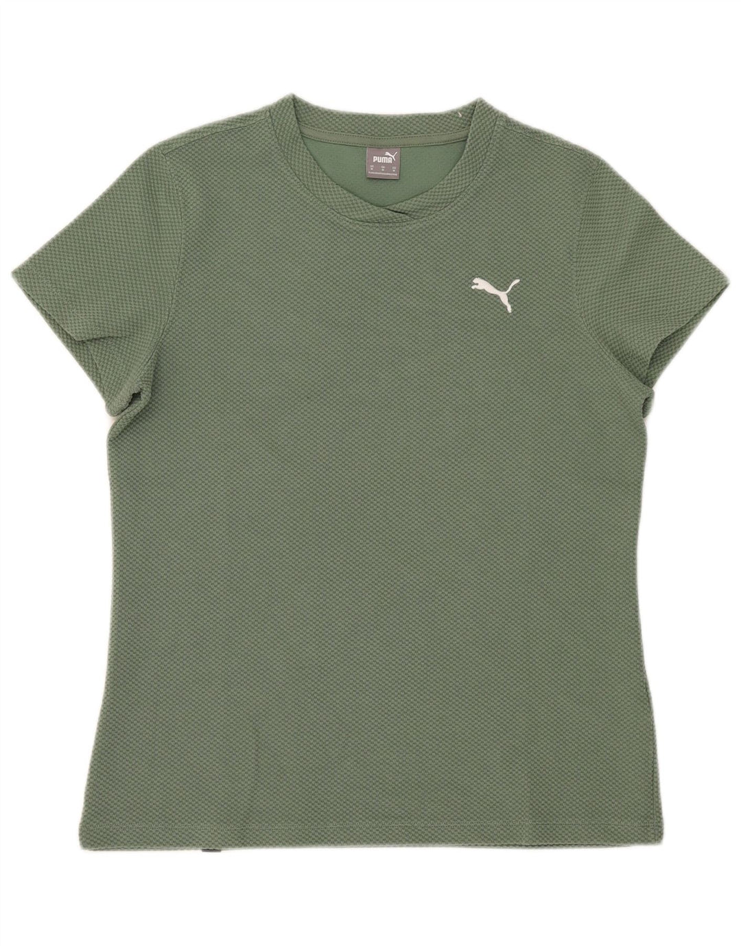 Puma Damen T-Shirt Top UK 12 Mittelgrün Baumwolle