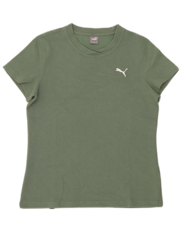 Puma Damen T-Shirt Top UK 12 Mittelgrün Baumwolle