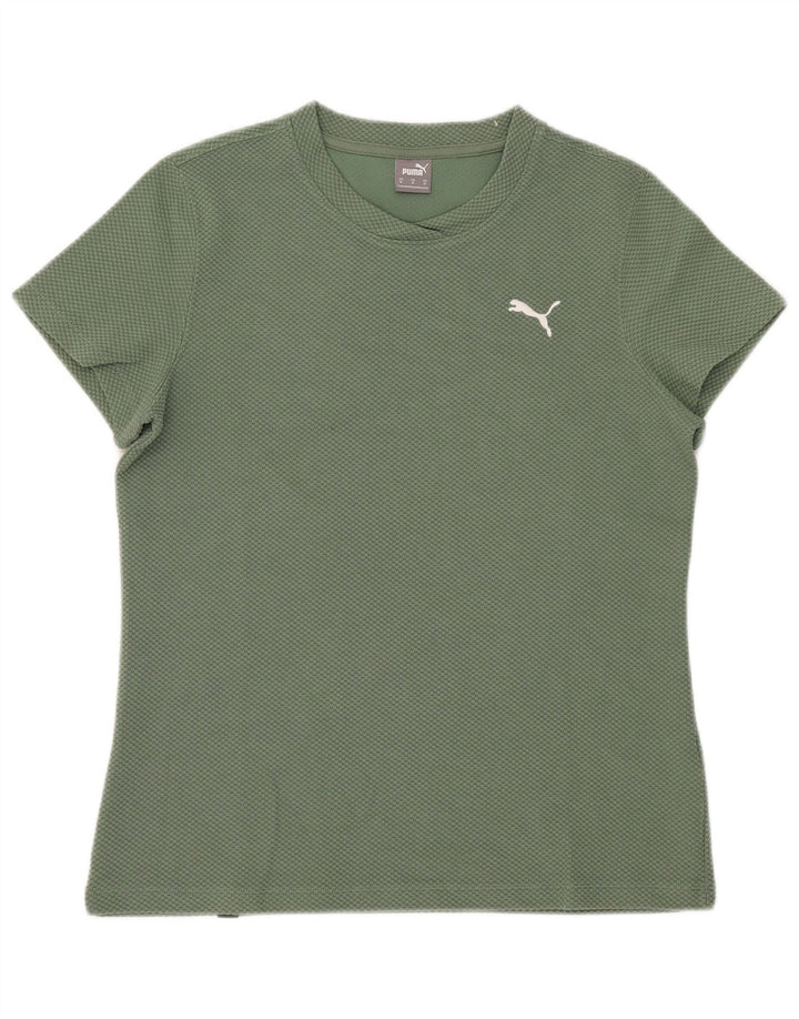 Puma Damen T-Shirt Top UK 12 Mittelgrün Baumwolle