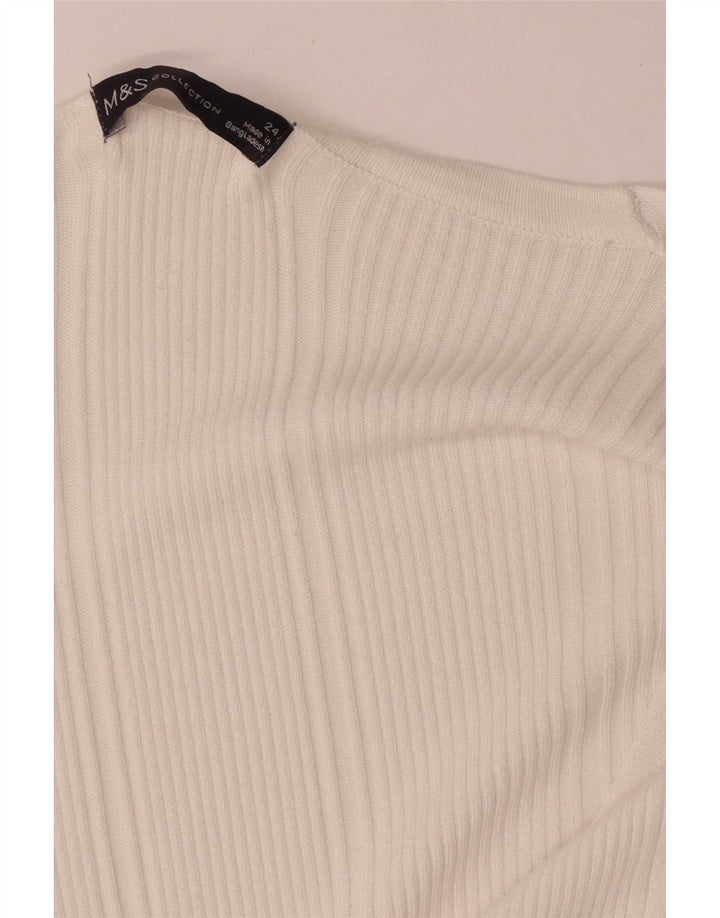 Marks & Spencer Damen-Pullover mit V-Ausschnitt, UK 24 4XL, Weiß