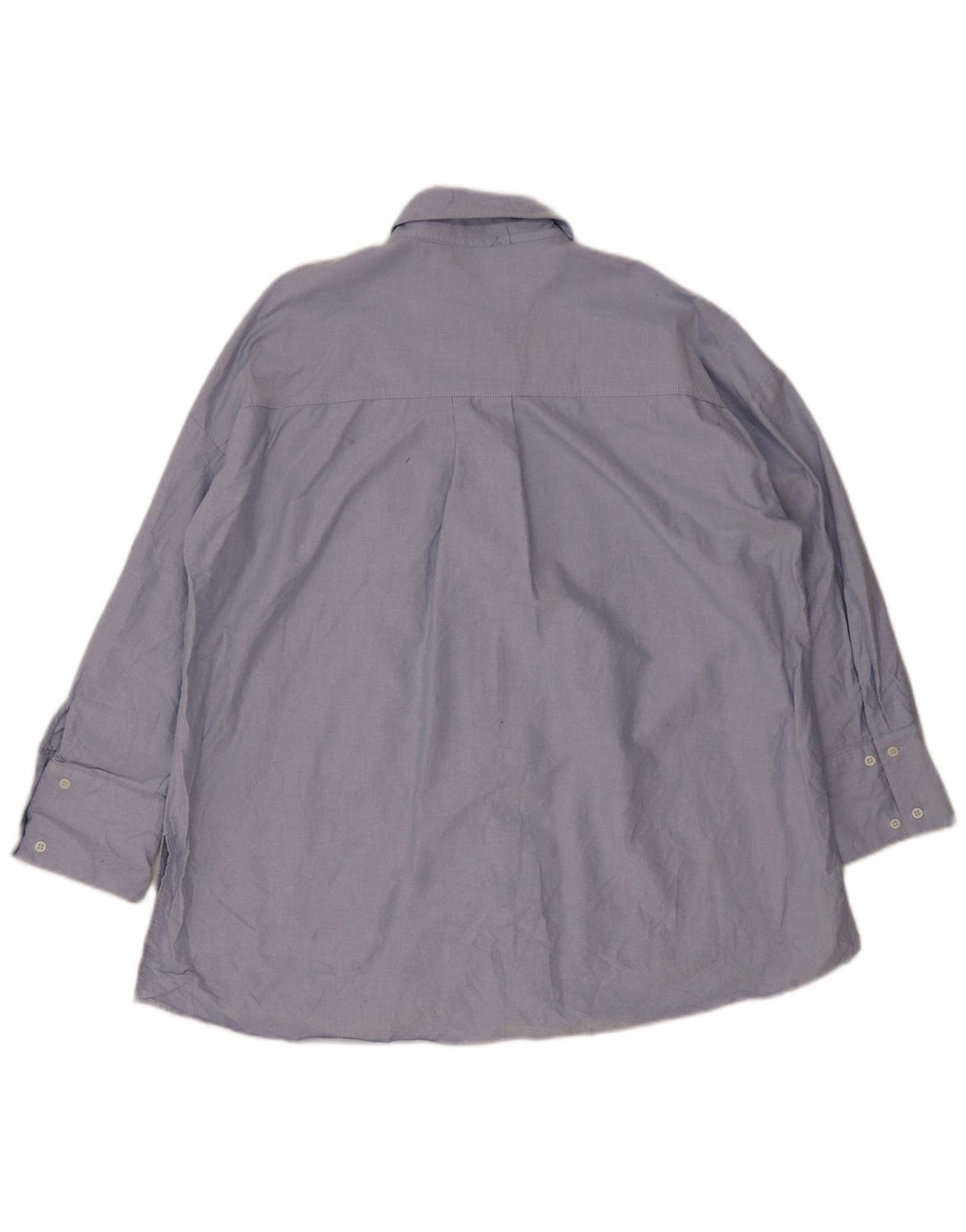 Zara Damen Longline-Oversize-Hemd UK 14 Mittelblaue Baumwolle