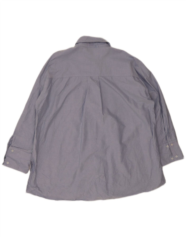 Zara Damen Longline-Oversize-Hemd UK 14 Mittelblaue Baumwolle