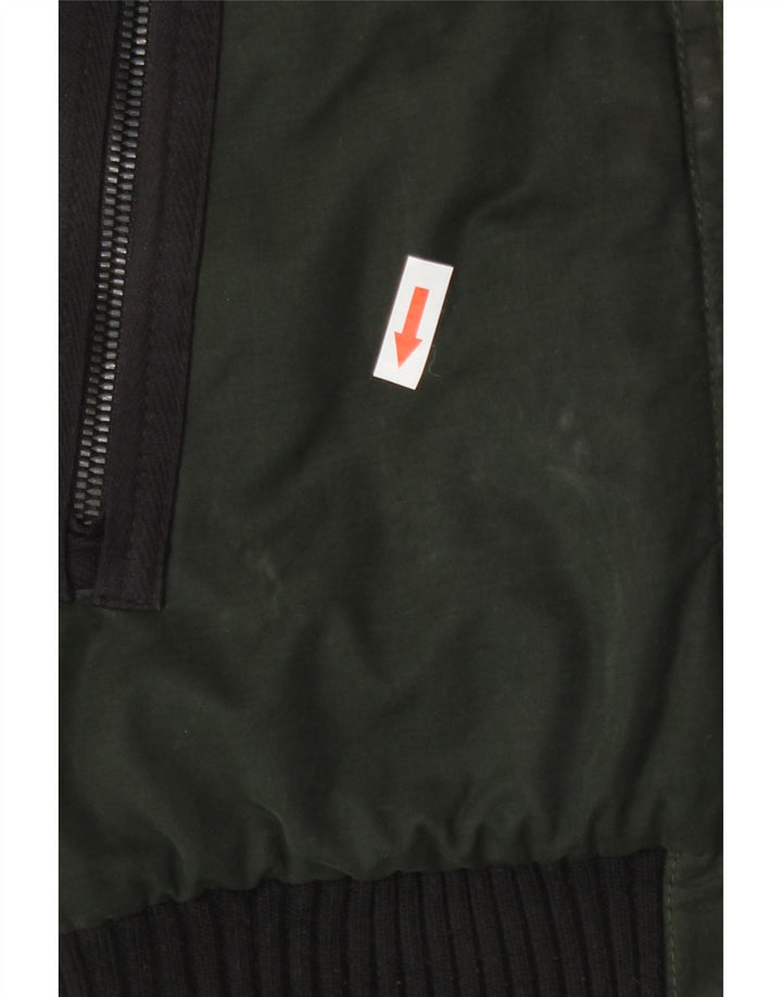 Superdry Herren-Bomberjacke mit Kapuze, UK 36, Größe S, grünes Farbblock-Polyester
