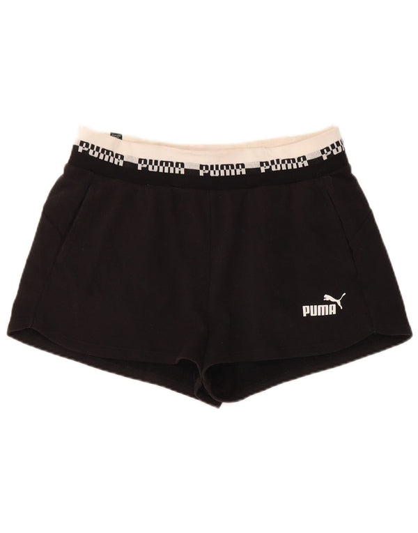 PUMA Damen Graphic Sport Shorts UK 10 Small Schwarz Colourblock Baumwolle