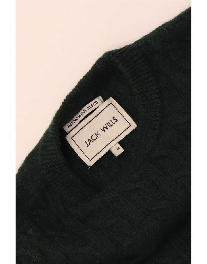 Jack Wills Herren-Pullover mit Rundhalsausschnitt aus mittelgrüner Merinowolle