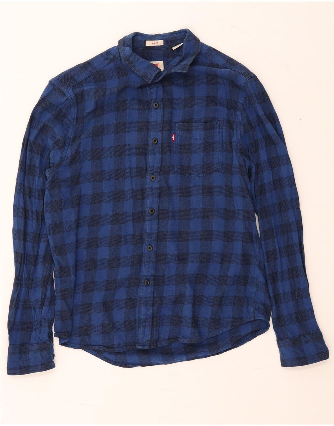 Levi's Slim-Fit-Flanellhemd für Herren aus mittelblauer Gingham-Baumwolle in Marineblau
