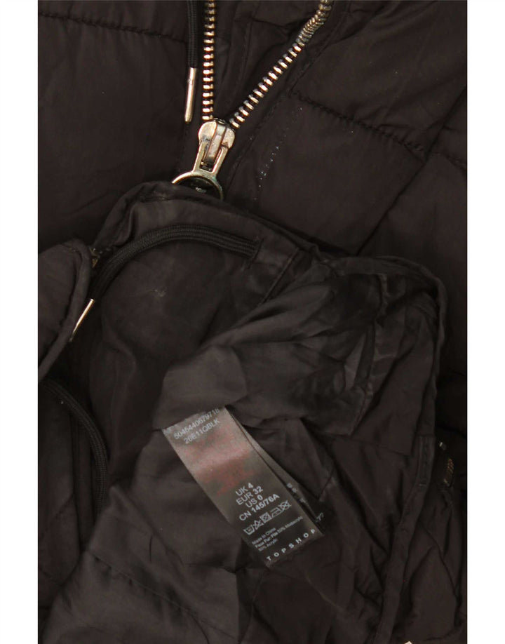 Topshop Damen-Kapuzen-Übergröße, wattierte Jacke, UK 4, XS, Schwarz, Polyester