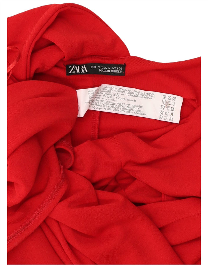 Zara Damen Neckholder-Kleid UK 10 Small Rot Polyester