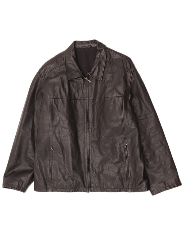 I NAVIGLI Herren Lederjacke IT 56 3XL Schwarz