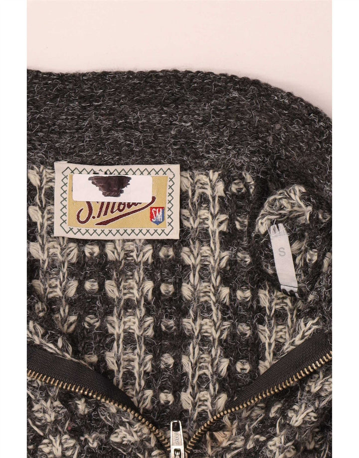 S.Moritz Herren-Pullover mit Reißverschluss am Hals, klein, grau gestreift