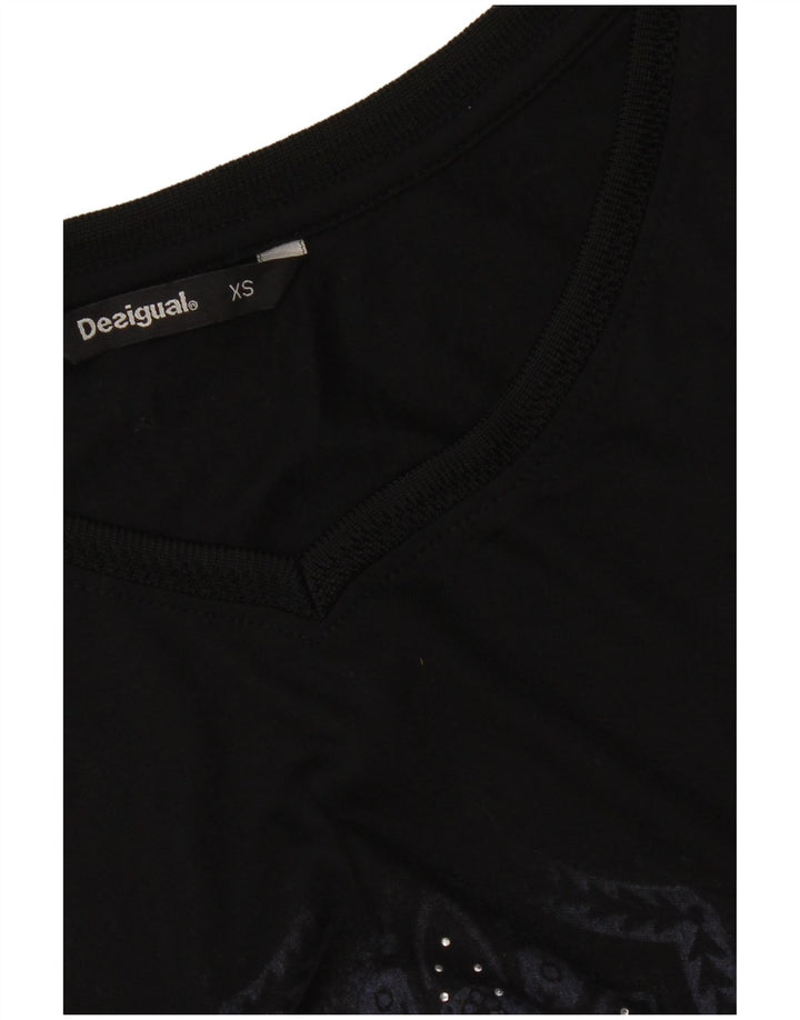 Desigual Womens Abstract Pattern Ärmelloses Tunika-Top UK 6 XS Schwarz