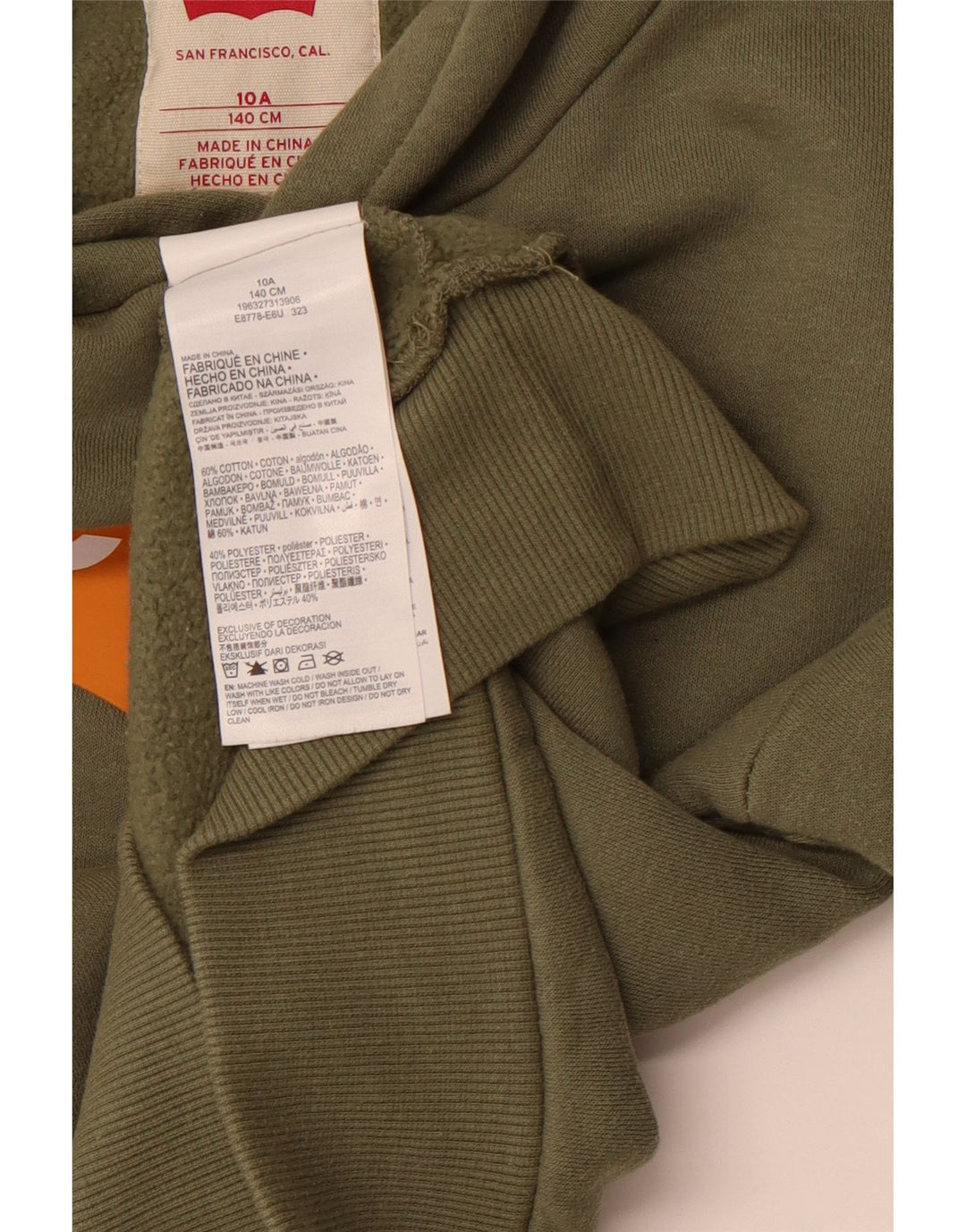 LEVI'S Kapuzenpullover mit Grafik für Jungen, 9–10 Jahre, grüne Baumwolle