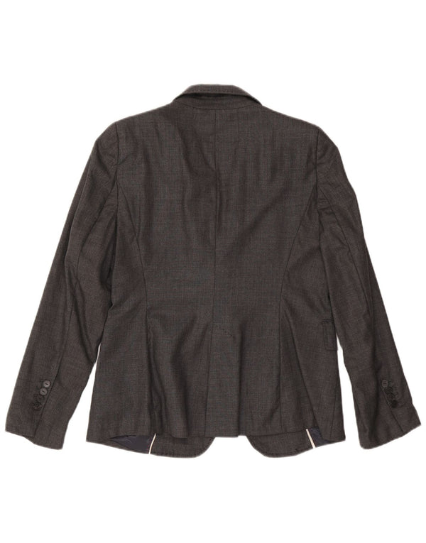 Zara Damen-Blazerjacke mit 1 Knopf, US 8, mittelgraue Wolle