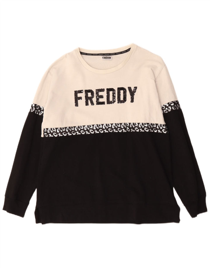 Freddy Grafik-Sweatshirt für Damen, UK 14, Größe L, Schwarz, Farbblock