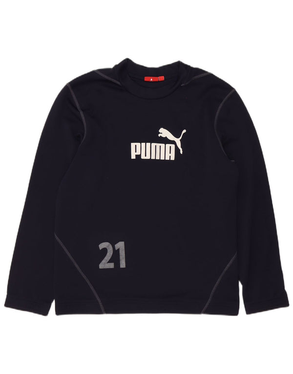 Puma Herren Graphic Top Langarm Medium Marineblau