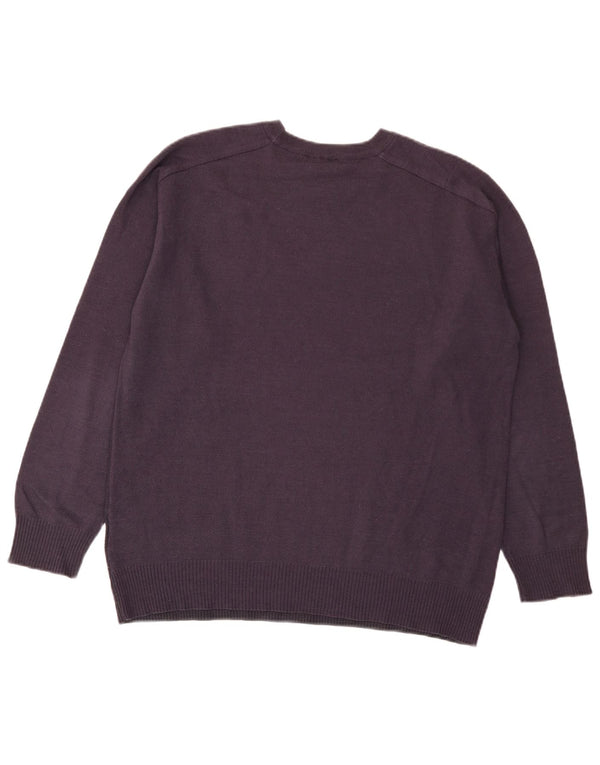 Adidas Herren-Pullover mit Rundhalsausschnitt, XL, lila, gestreift, Acryl