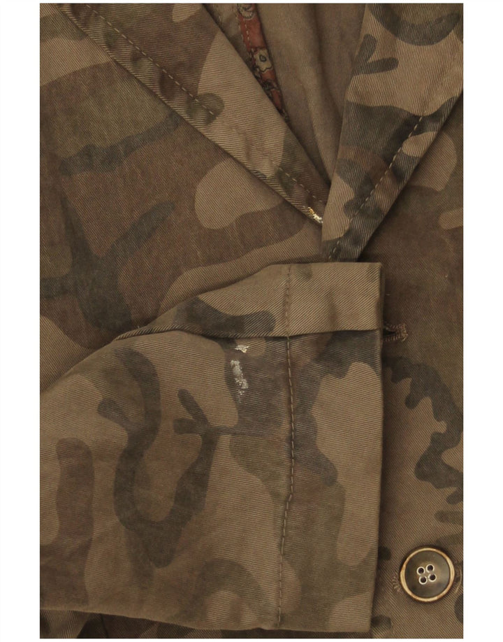 Guess Herren-Blazer mit 3 Knöpfen, IT 46, kleine braune Camouflage-Baumwolle