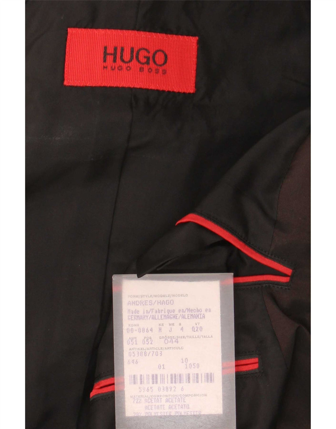 Hugo Boss Herren-Blazer-Jacke, EU 44, XS, braunes Acetat