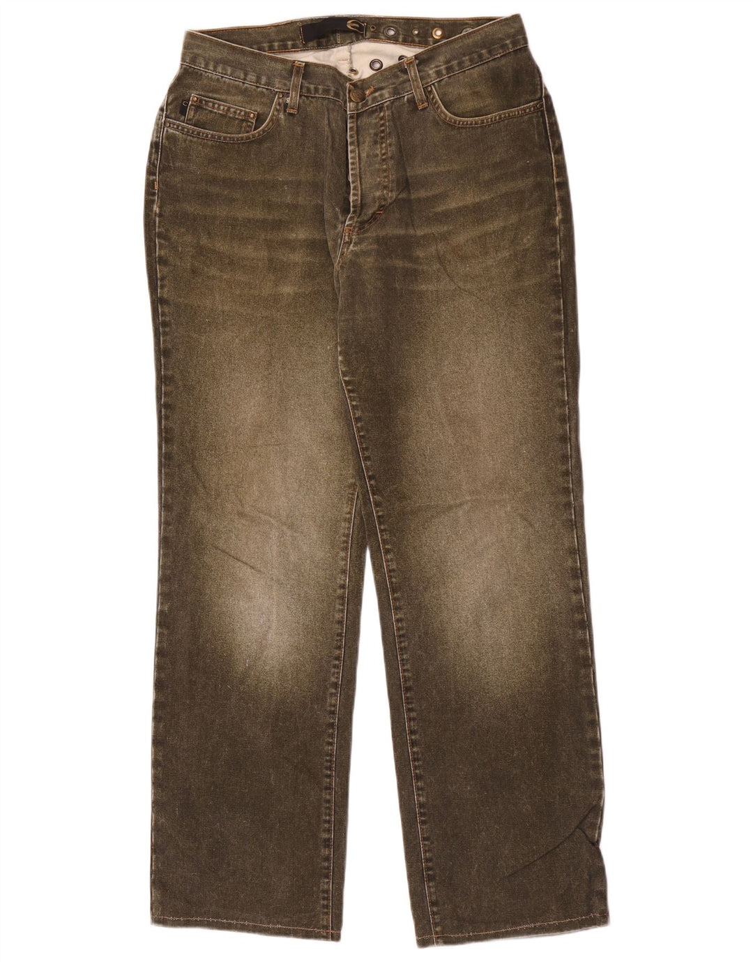 Just Cavalli Damen Straight Jeans W30 L30 Khaki Baumwolle