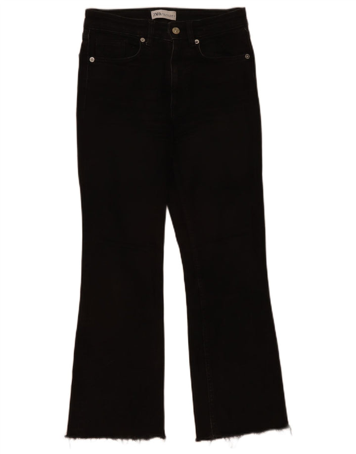 Zara Damen Crop Bootcut Jeans EU 36 XS W26 L24 Schwarz