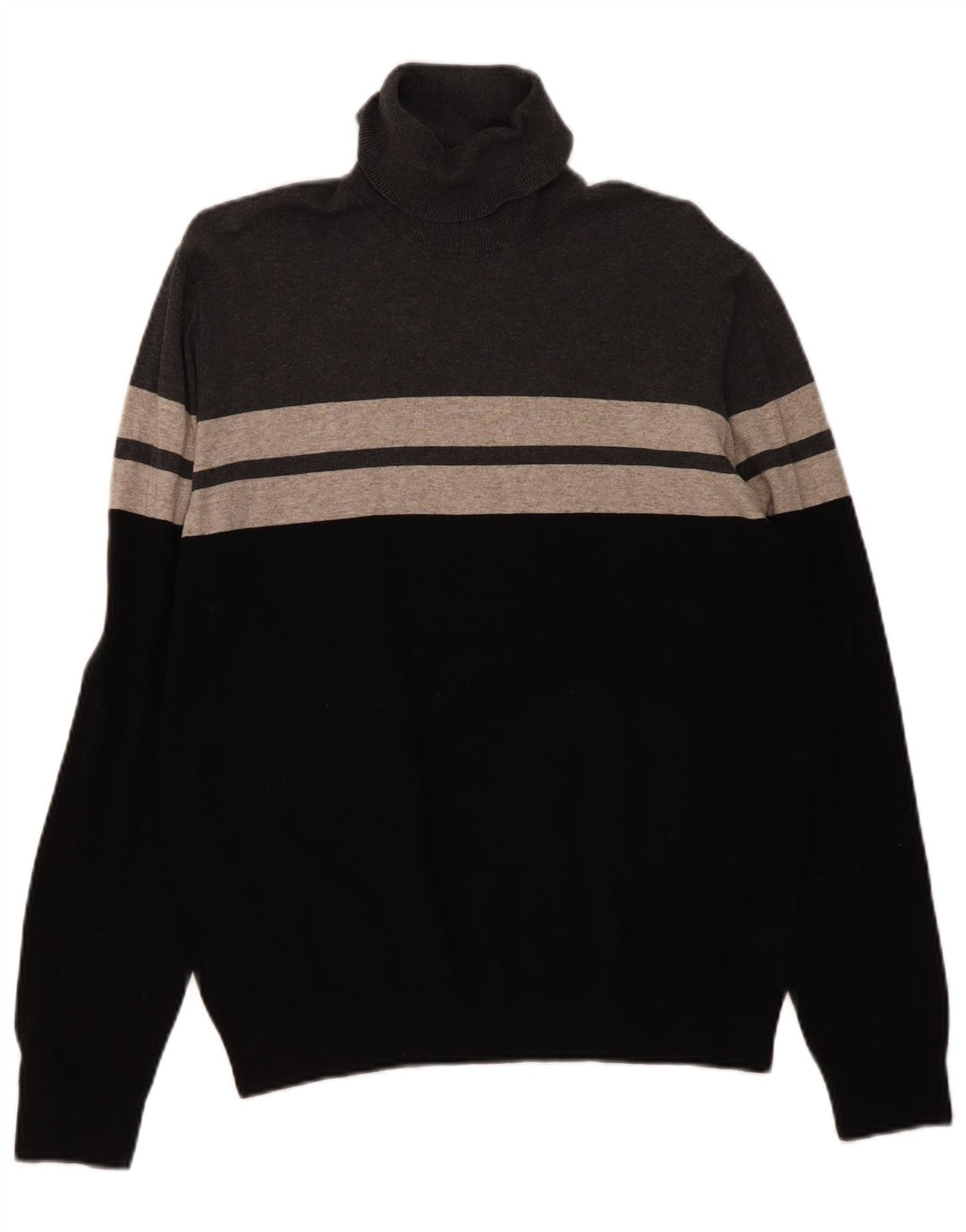 Marks & Spencer Rollkragenpullover für Herren, groß, Schwarz, Farbblock