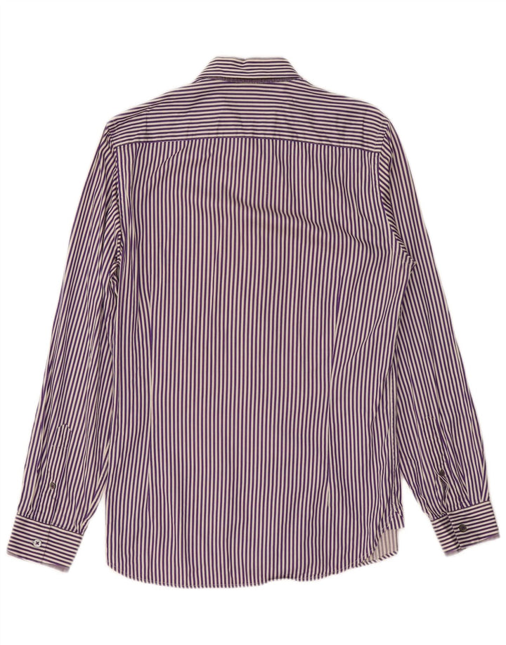 TED BAKER Herrenhemd Größe 2 Small Lila Nadelstreifen Baumwolle