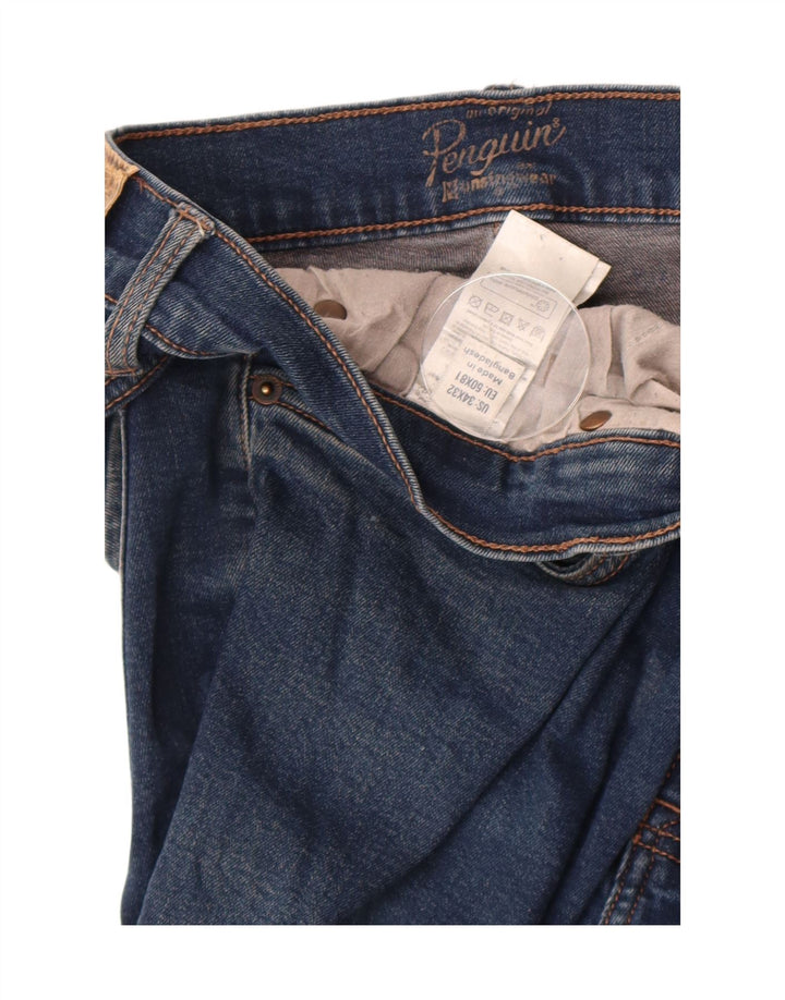 Penguin Herren Slim Jeans W34 L32 Blaue Baumwolle