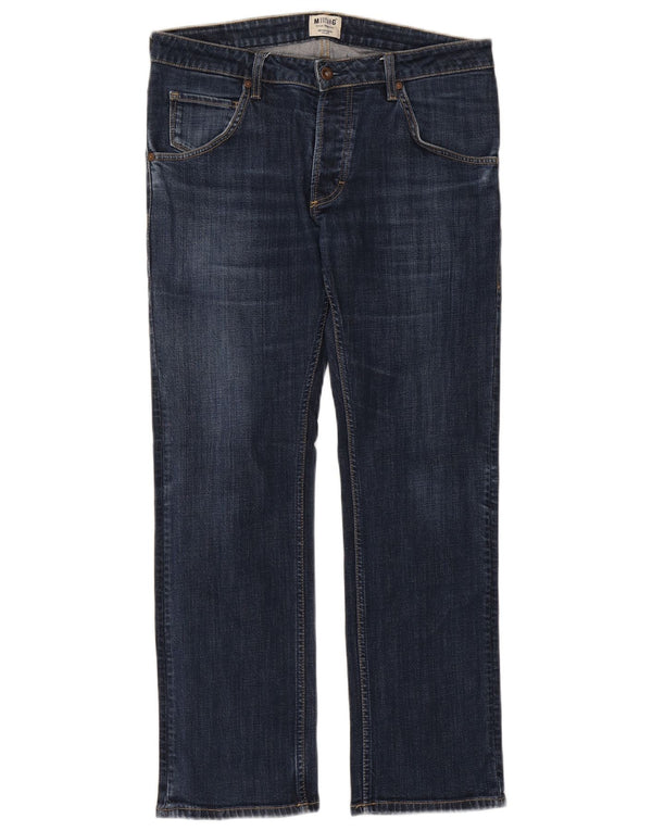 MUSTANG Herren Straight Jeans W34 L30 Marineblaue Baumwolle
