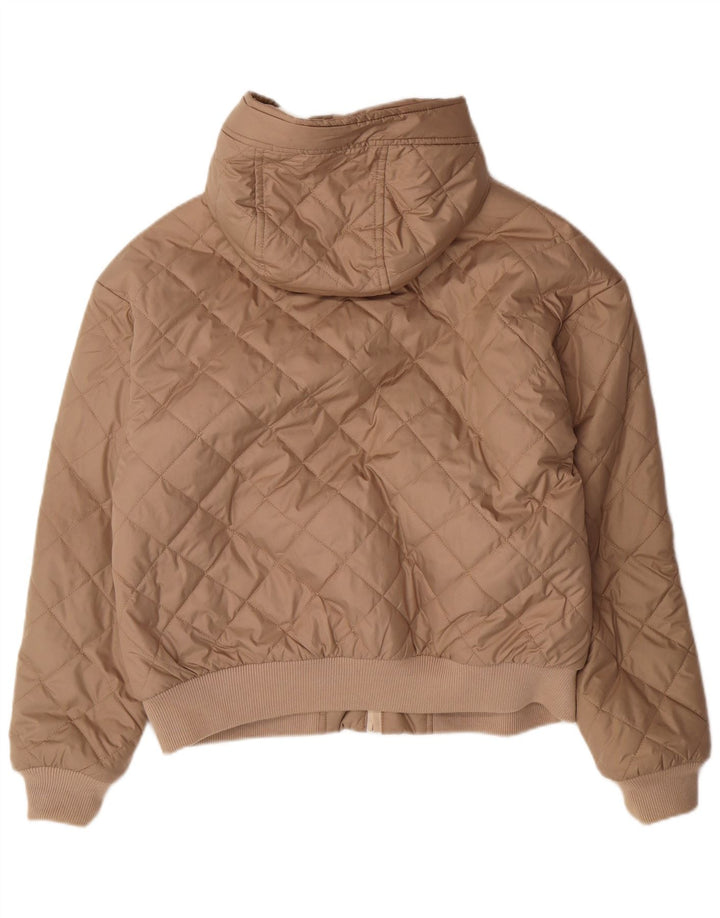 HOLLISTER Damen Steppjacke mit Kapuze UK 10 Small Beige Polyester
