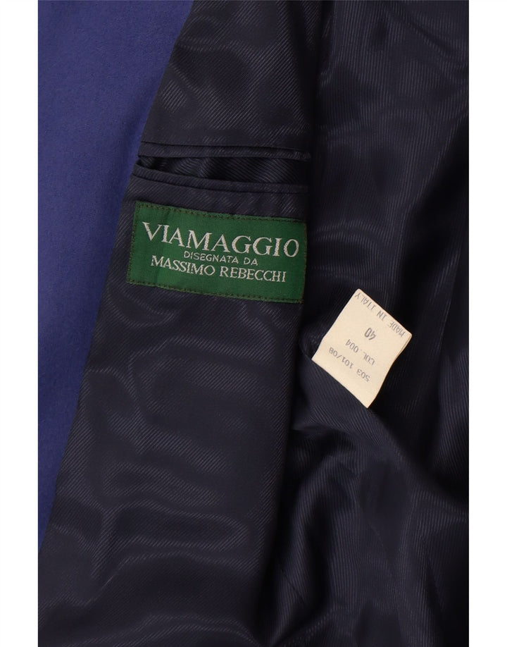 Massimo Rebecchi Damen 1-Knopf-Blazerjacke IT 40 Mittelblaue Wolle