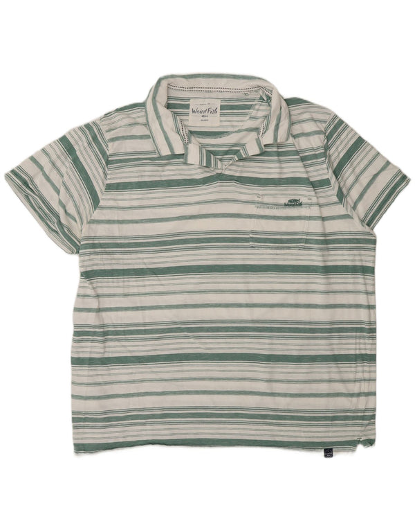 Weird Fish Herren Poloshirt 4XL grün gestreift aus Baumwolle
