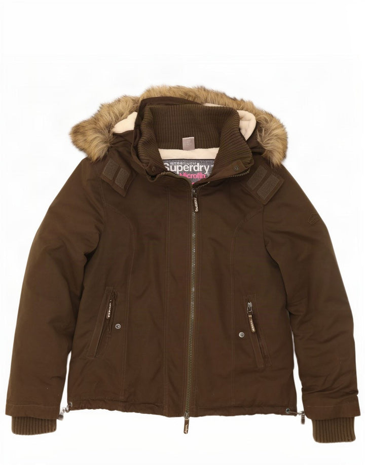 Superdry Damen-Windbreakerjacke mit Kapuze, UK 18, XL, Khaki, Polyester