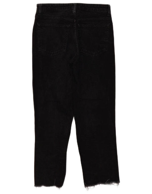 Topshop Damen Tapered Jeans UK 10 Small W28 L26 Schwarze Baumwolle